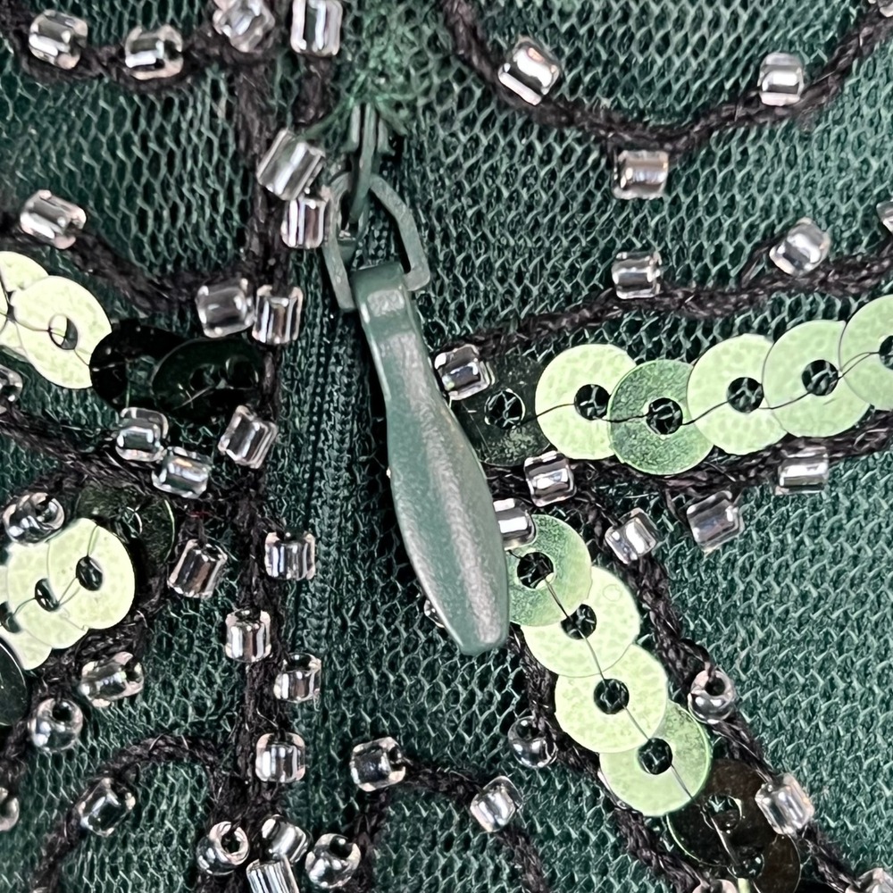 Green Sequin Beaded Flapper Dress XS 1920s Great Gatsby Fringe Costume Halloween - Picture 4 of 13